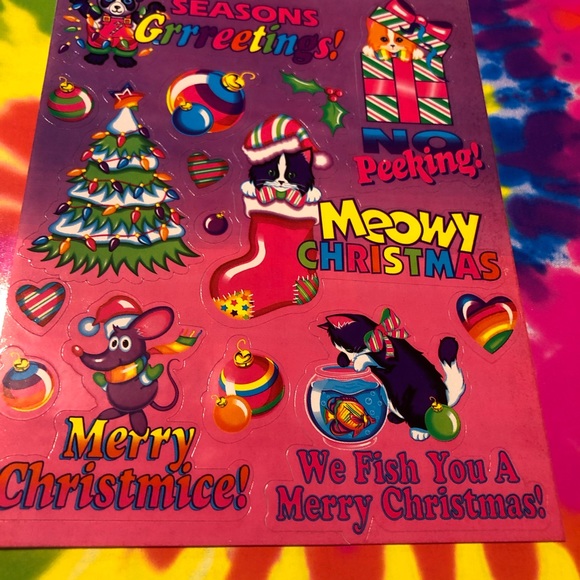 Lisa Frank Christmas Sticker Sheet - Picture 2 of 3